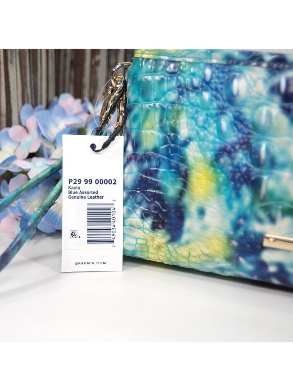 Brahmin Kayla Hydro Blue Melbourne Leather Large Clutch Wristlet Bag NWT - Picture 3 of 5